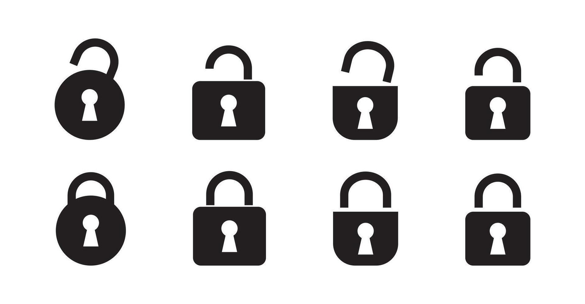 Set of Lock and Unlock Icon Set vector