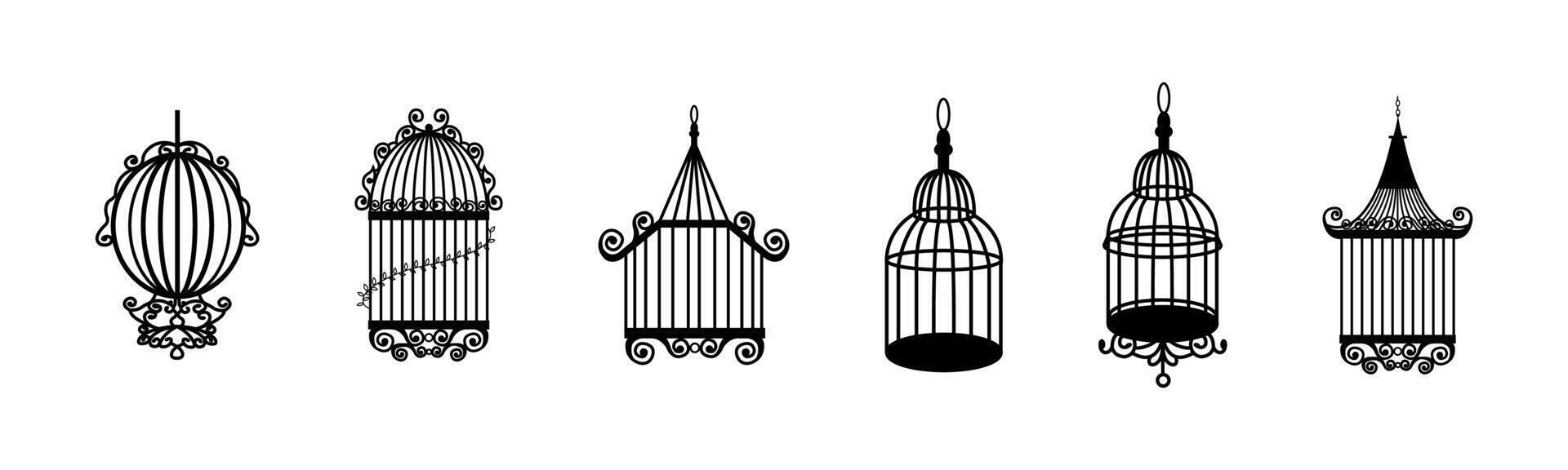 Decorative Vintage Birdcages Set vector