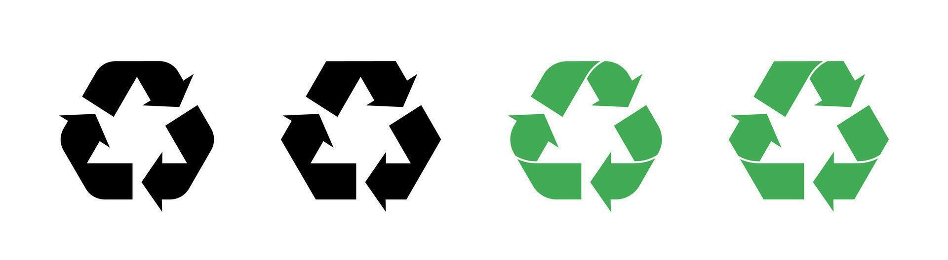 Black and Green Recycling Symbol Icons Set vector