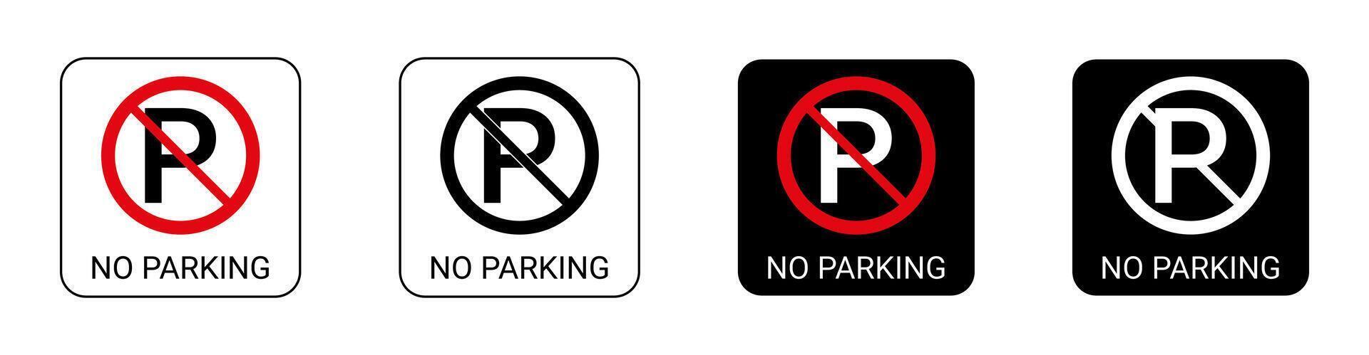 No Parking Signs in Various Styles Set vector