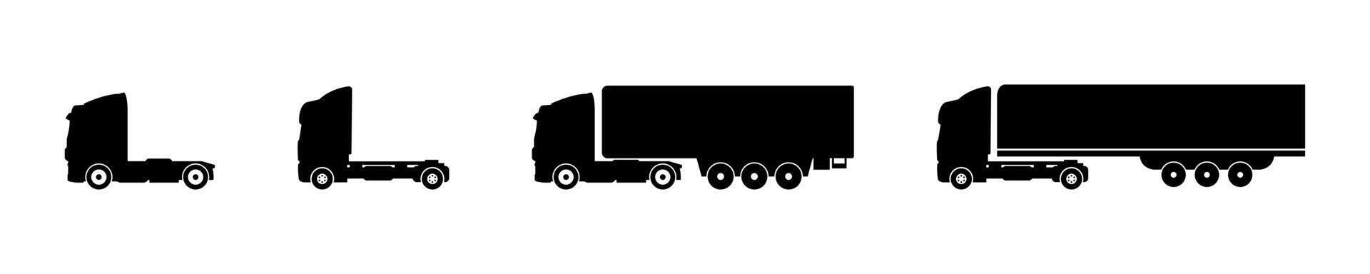 Silhouette Icons of Trucks and Vehicles vector