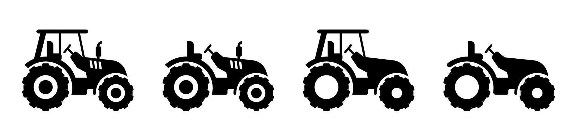 Tractor silhouettes for farming and agriculture set vector