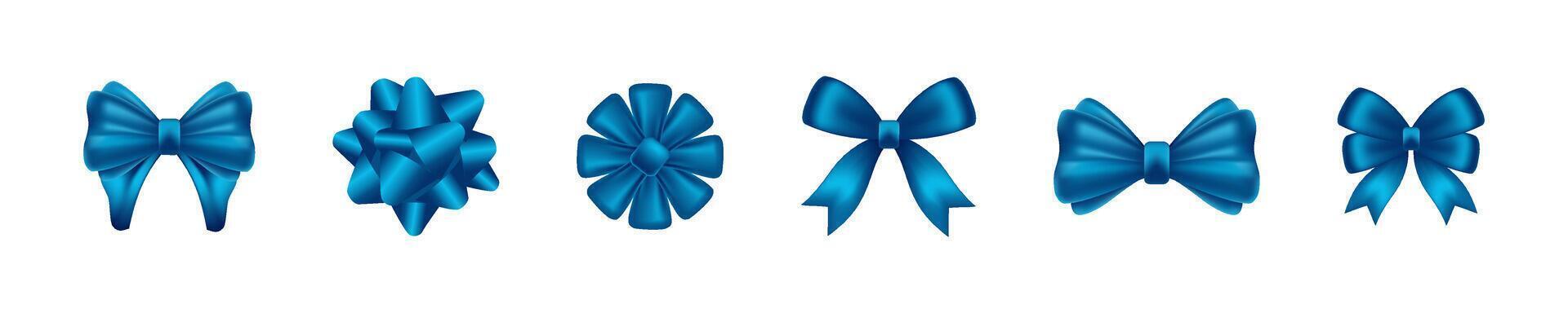 Elegant Blue Ribbon Bows Set vector