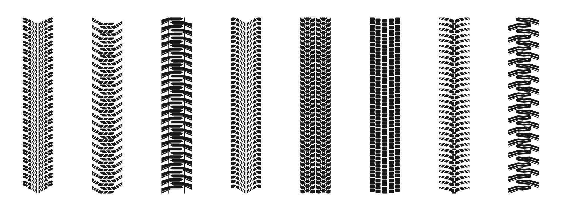 Tire tread pattern designs for vehicles set vector