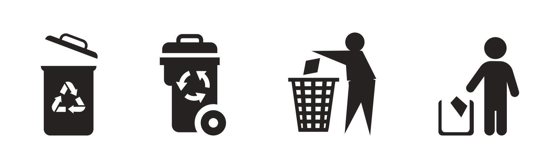 Recycling and Waste Disposal Icons Set vector