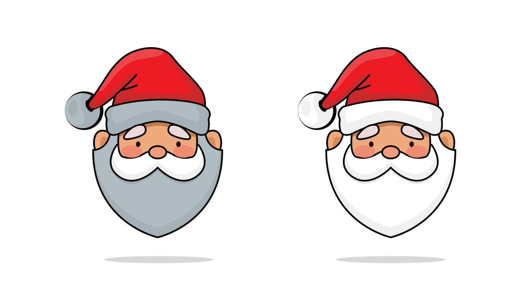 Cartoon Santa Claus Faces with Hats Set vector