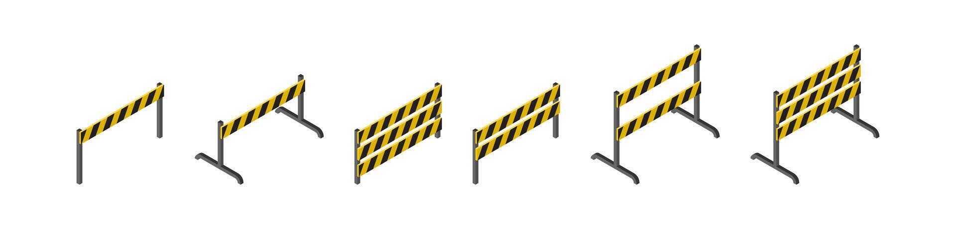 Isometric Construction Barrier Set vector