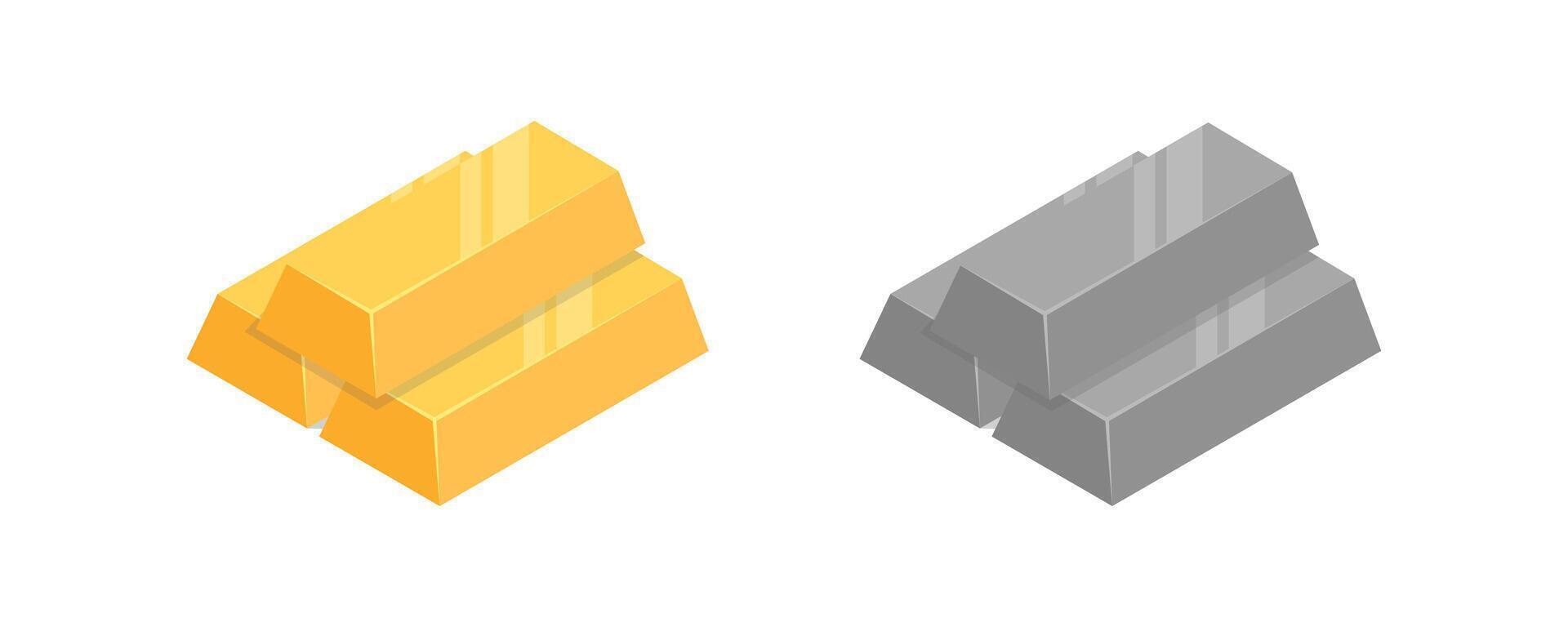 Gold and Silver Bars Illustration Set vector