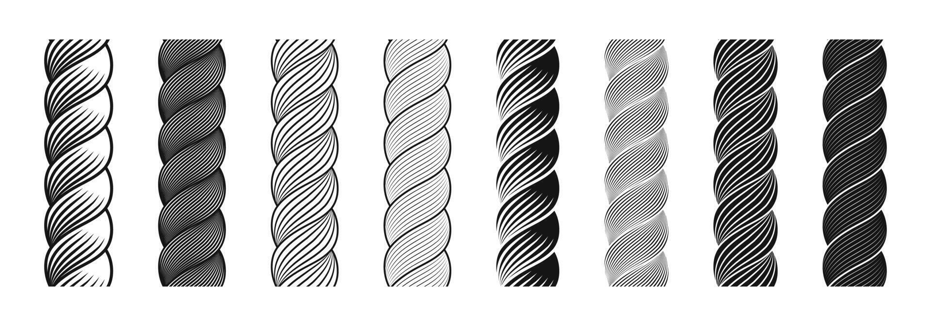 Twisted Line Patterns in Black and White Set vector