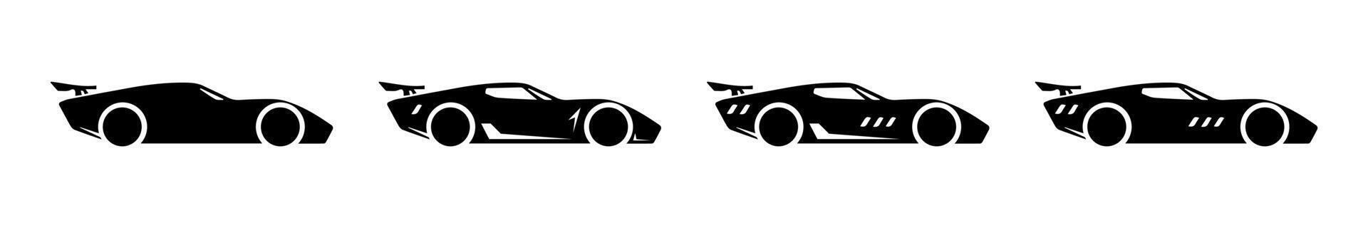 Silhouette Icons of Sports Cars with Spoilers Set vector