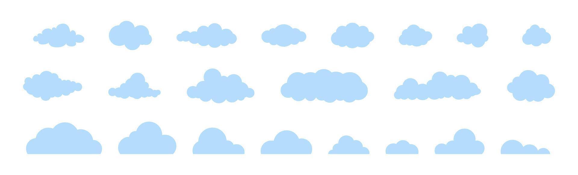 Collection of Blue Cloud Icons Set vector
