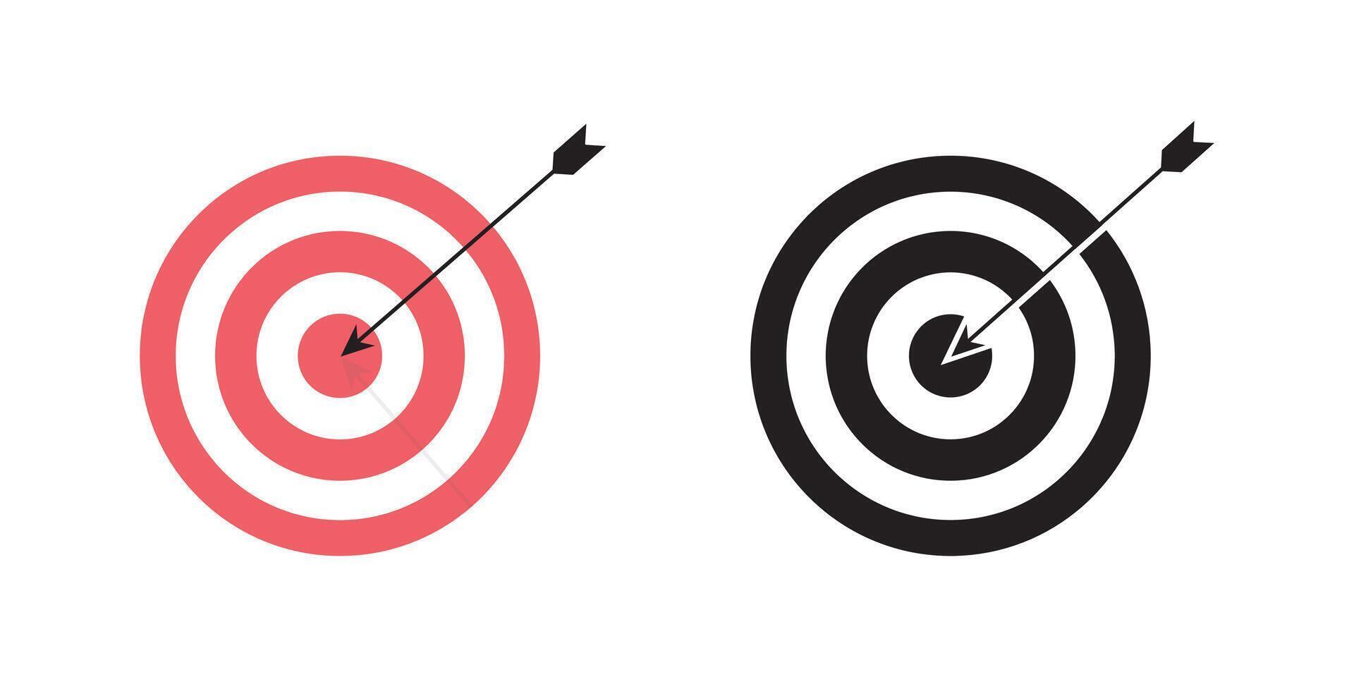 Target with Arrow Hitting Bullseye Icon Set vector