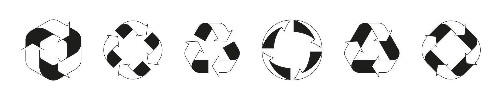 Black and White Recycling Symbols Set vector