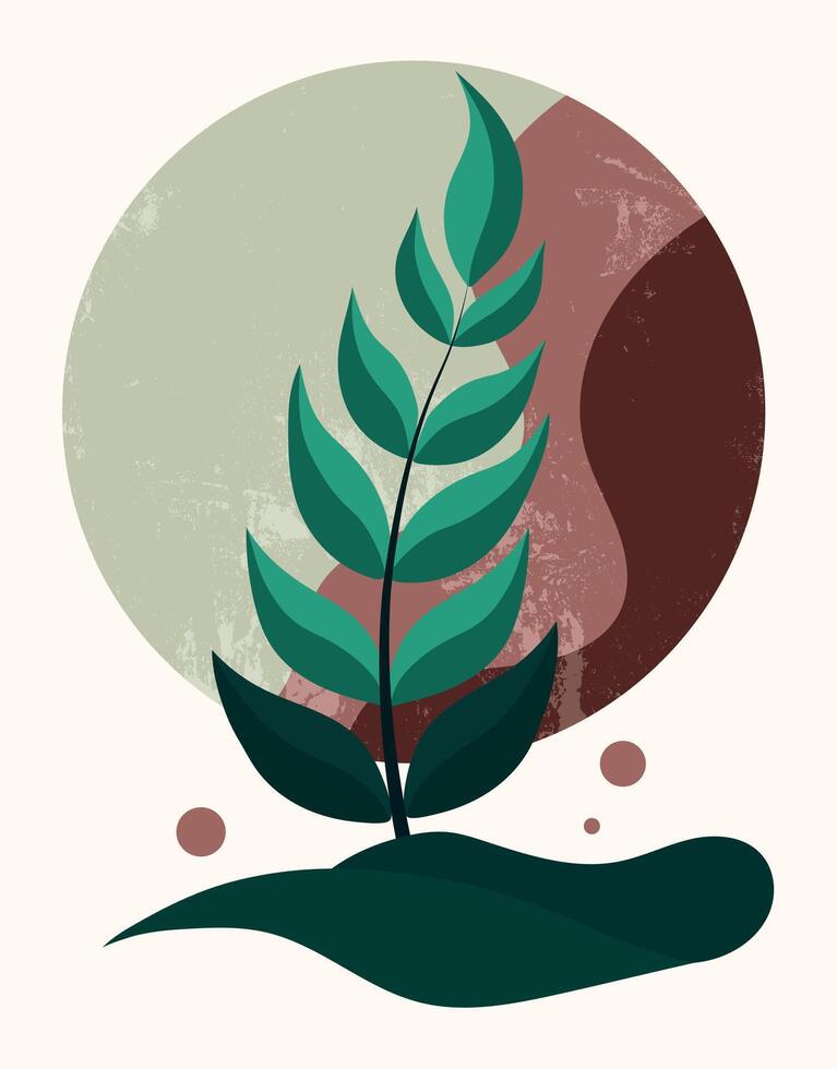 Abstract Botanical Minimalist Earthy Design vector