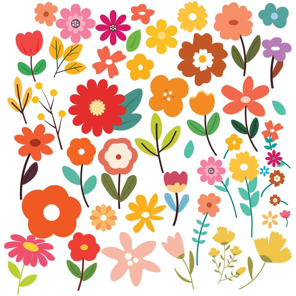 Flower icon set vector