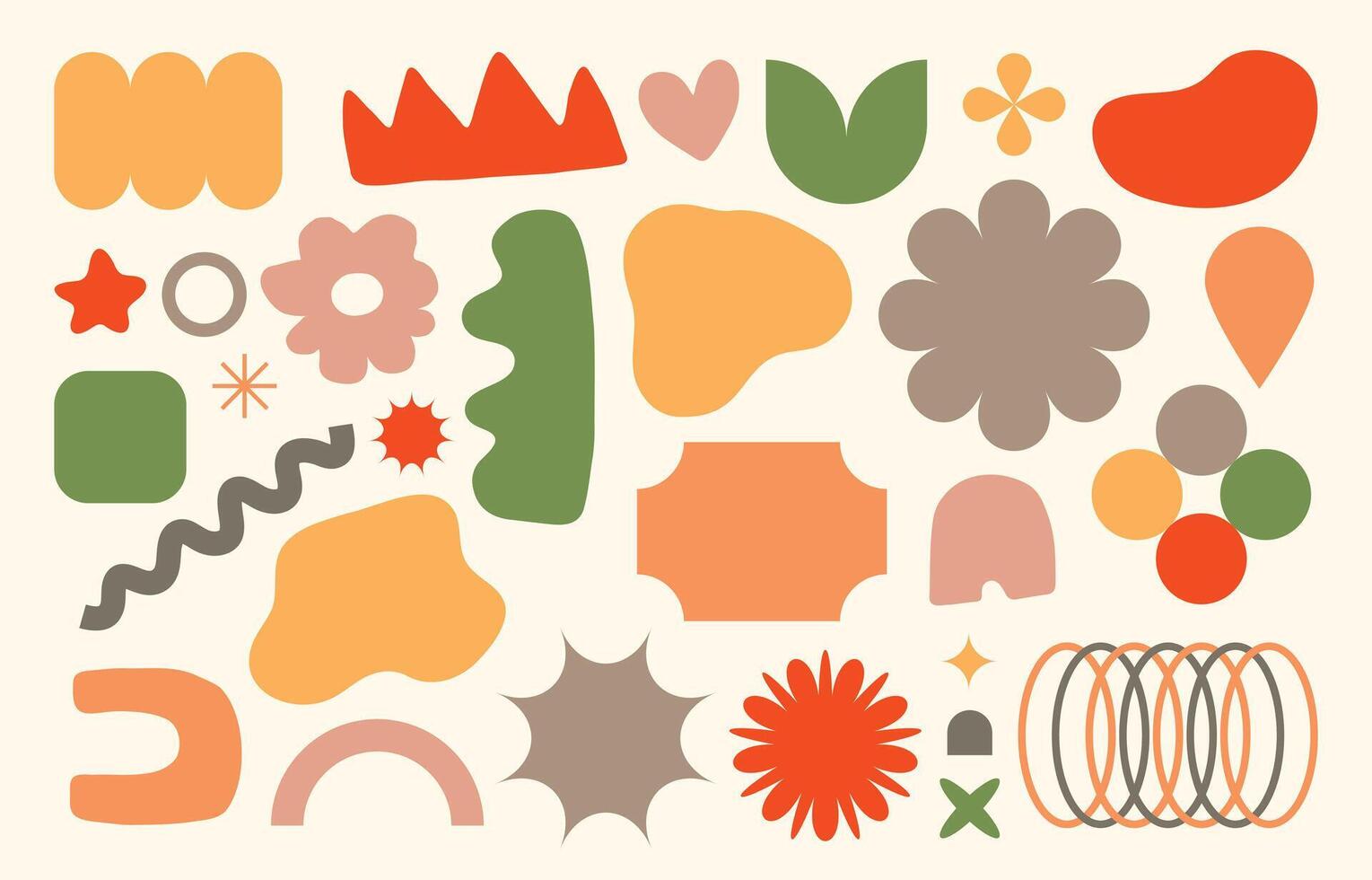 A collection of random basic shapes including circles, squares, triangles, and lines in various sizes and orientations. Perfect for graphic design, abstract compositions, backgrounds, creative project vector