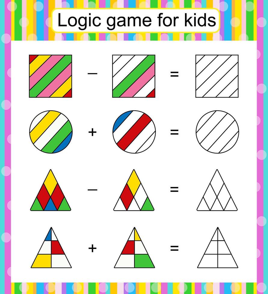 Logic game for children. Find and color the missing parts. vector