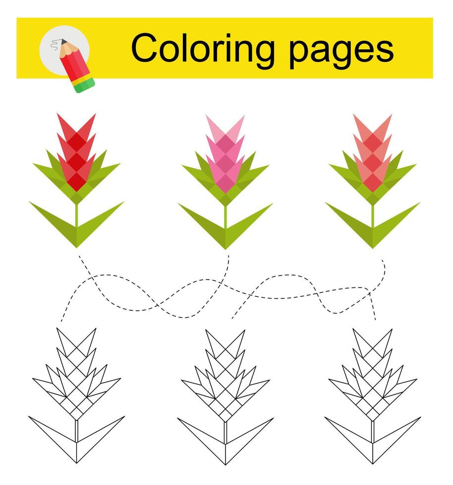 Go through the maze and color a cartoon flower according to the pattern vector