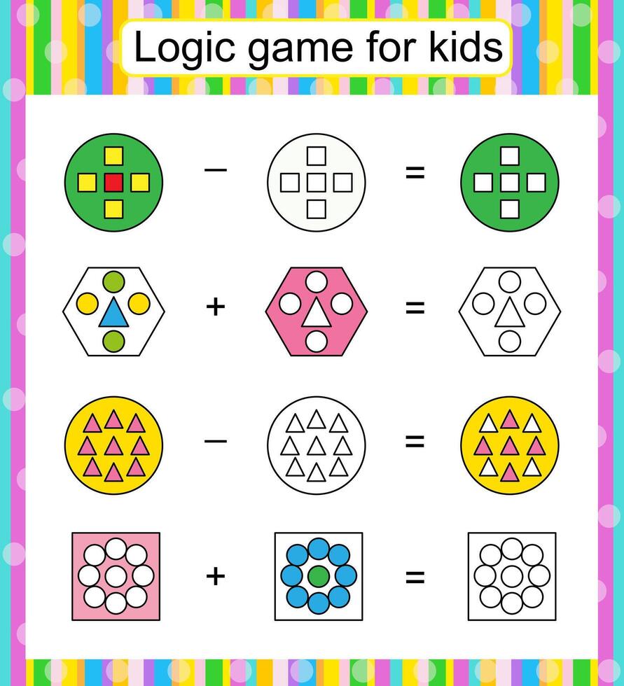 Logic game for children. Find and color the missing parts vector
