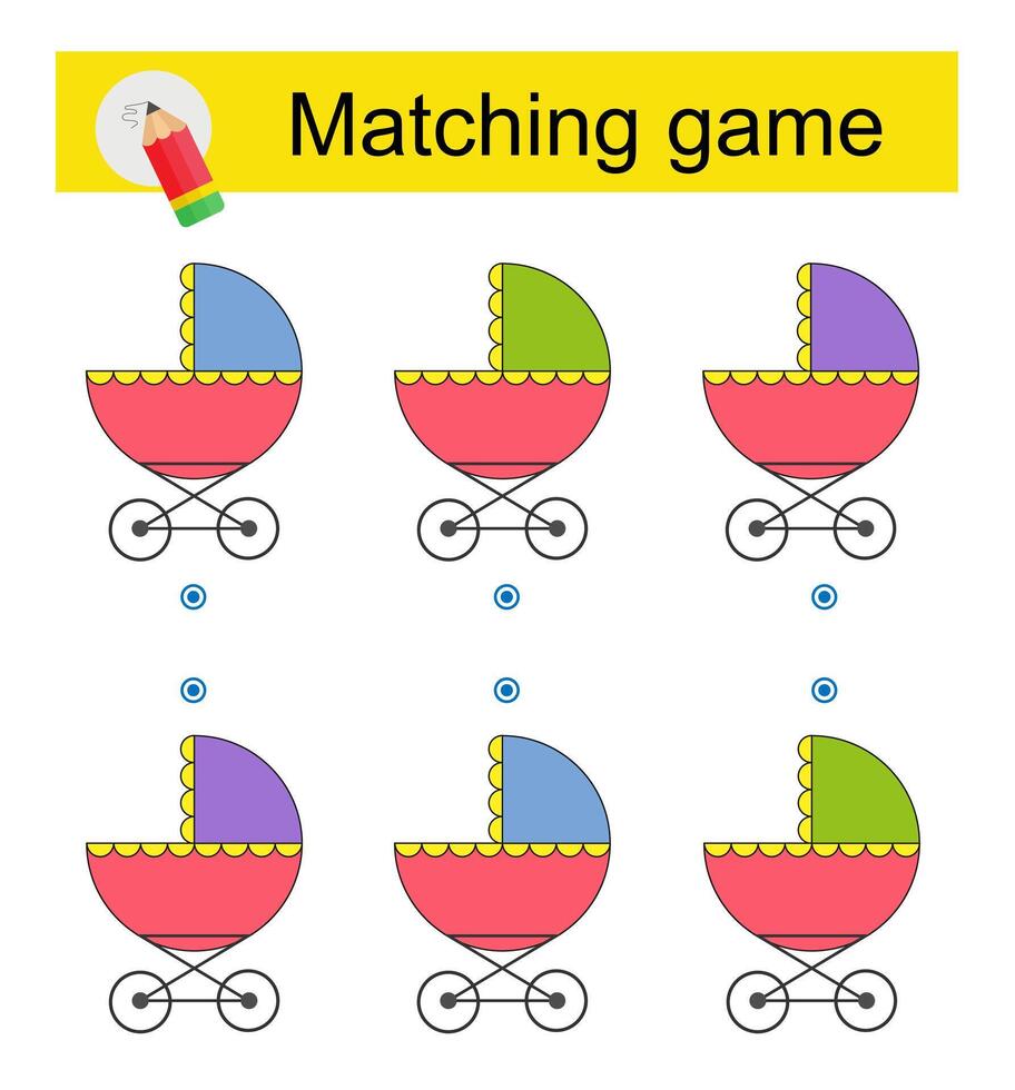Attention task for kids. Illustration of cartoon baby carriage vector