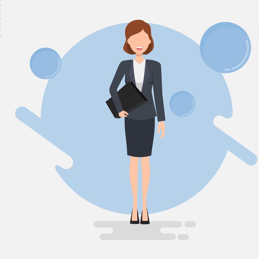 Business woman in suit holding folder vector