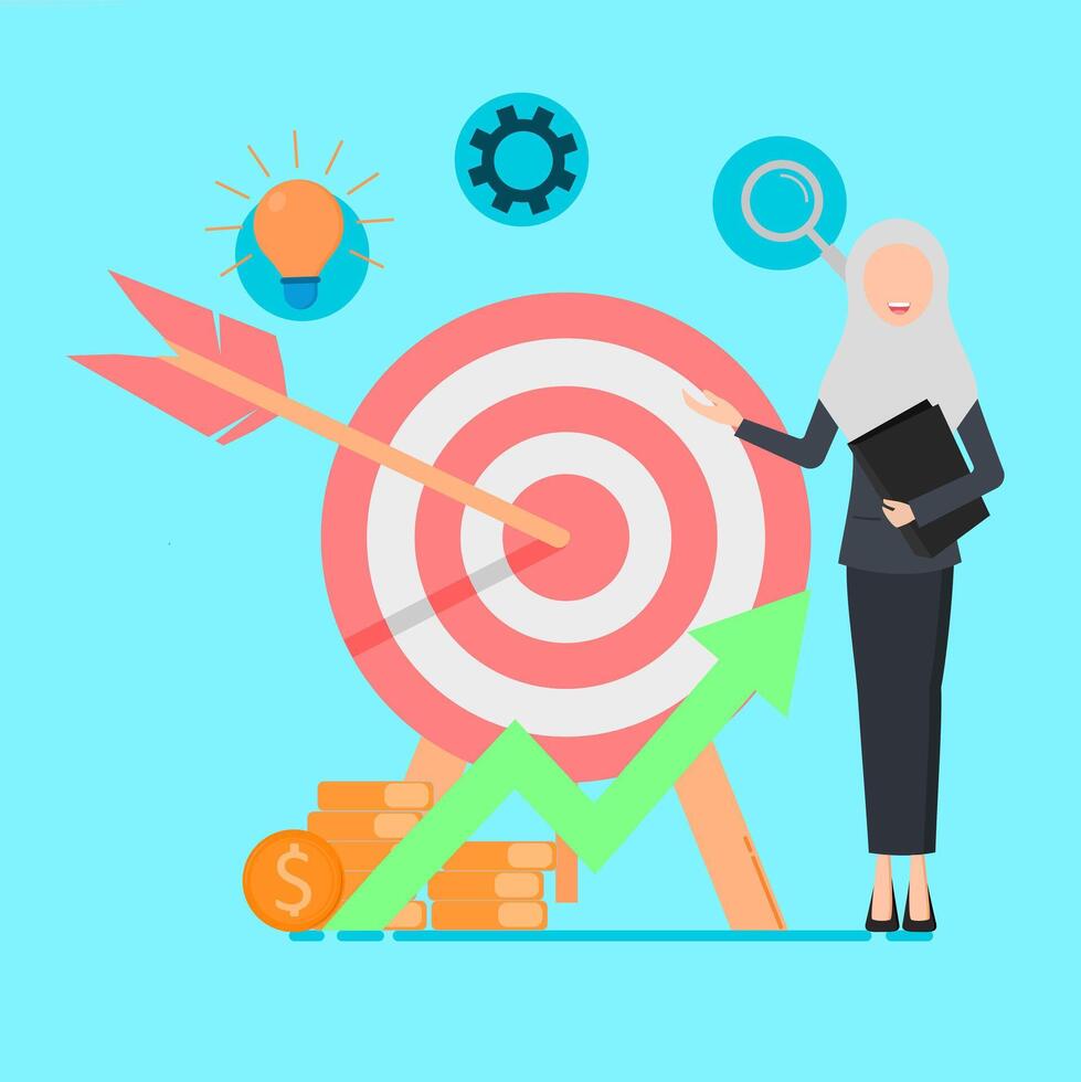 Business Strategy and Goal Achievement with Target. vector