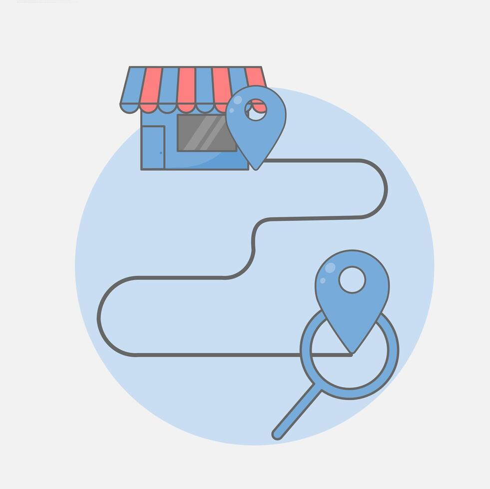 Local SEO strategy concept for business visibility. illustration of digital maps, geolocation and online targeting for efficient search. vector