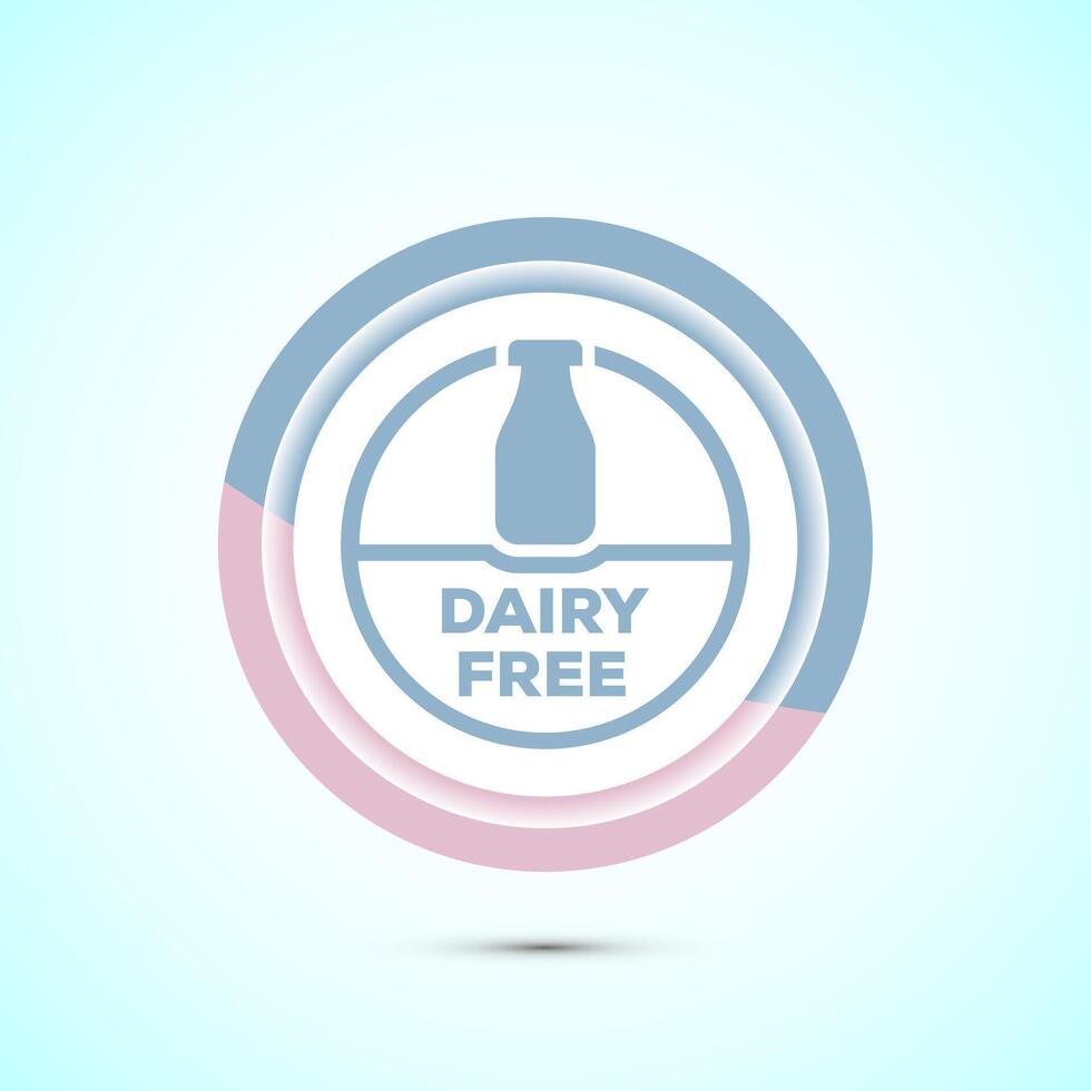 Dairy free icon design illustration, Dairy free badge label, Healthy food concept, Pastel color button design vector