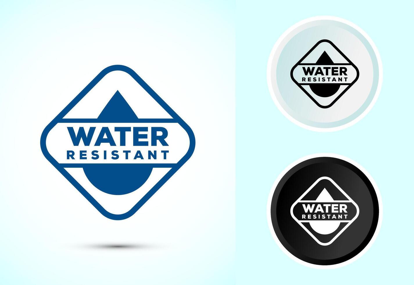 Water resistant icon design illustration, Waterproof sign, Color black and white vector