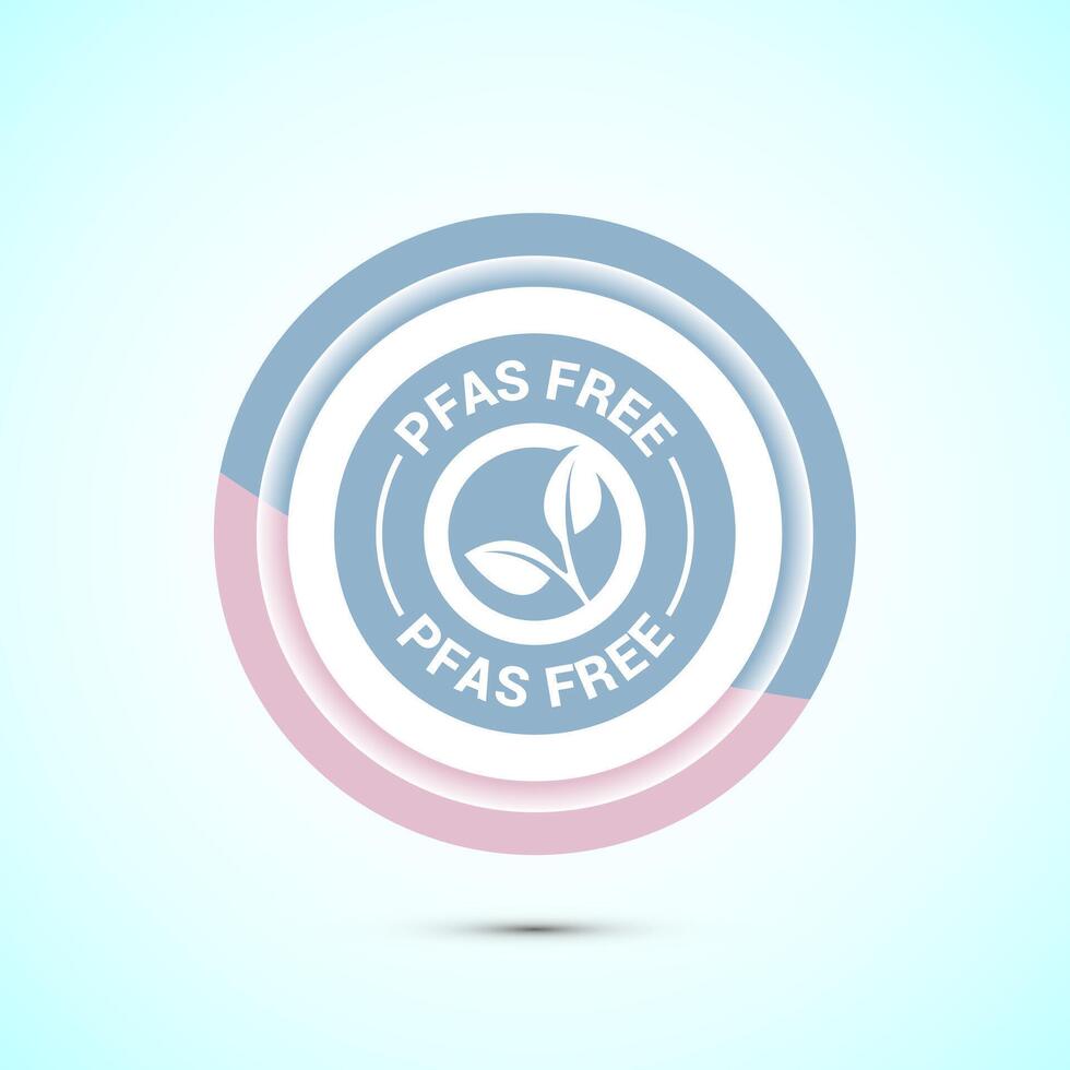 PFAS free icon design illustration, PFAS free label, badge. Proper nutrition. Pastel color button design vector