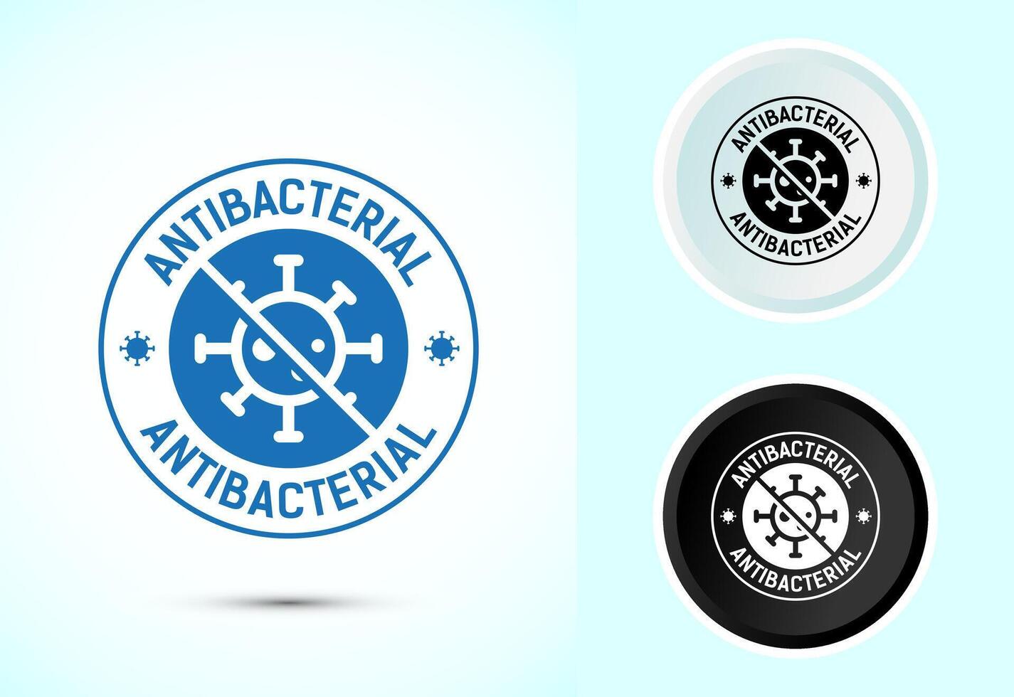 Antibacterial icon illustration, Hygiene label symbol for product packaging, Color black and white vector