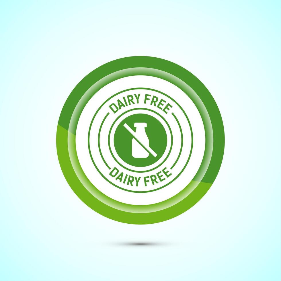 Dairy free icon design illustration, Dairy free badge label, Healthy food concept, Green color button design vector