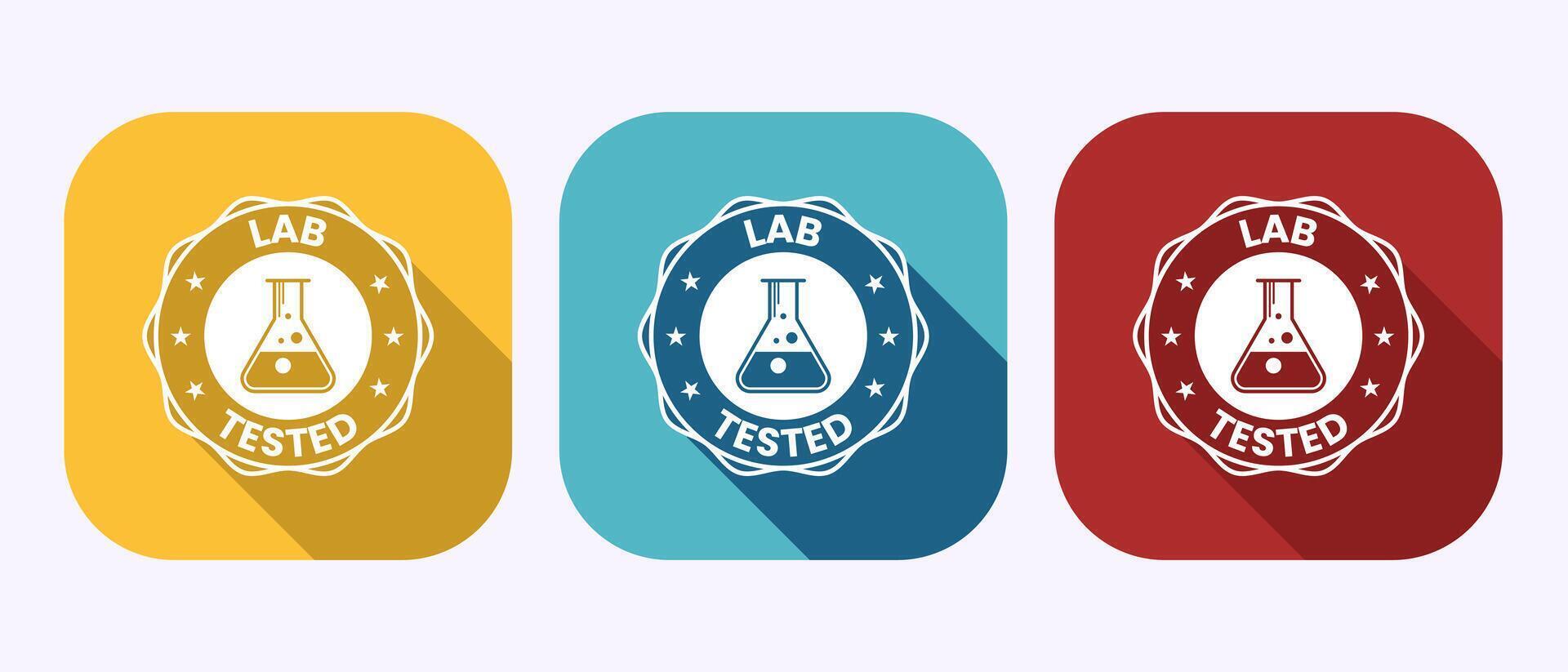 Lab tested icon illustration. Laboratory testing product quality certificate symbol in shadow button design vector