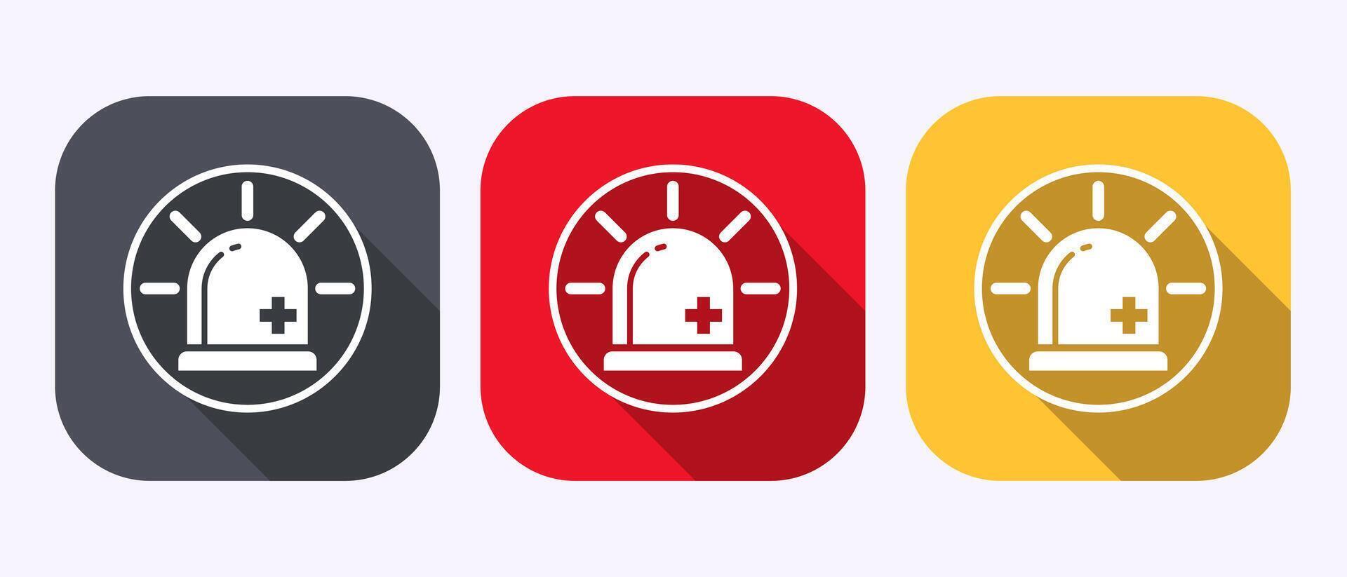 Emergency siren icon, Ambulance emergency siren sign in shadow button vector