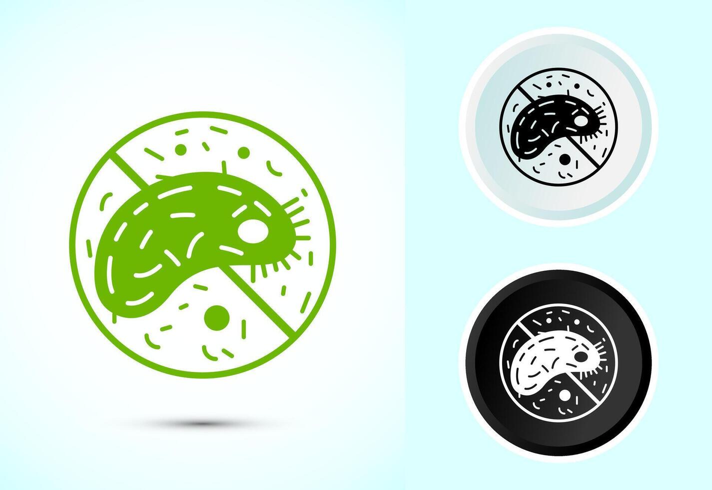 Antibacterial icon design, Hygiene label for product packaging, Color black and white vector