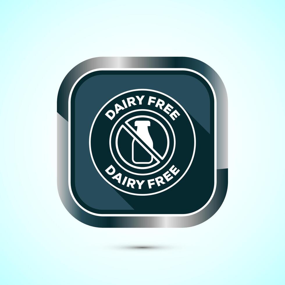 Dairy free icon design illustration, Dairy free badge label, Healthy food concept, Gray color shadow button design vector