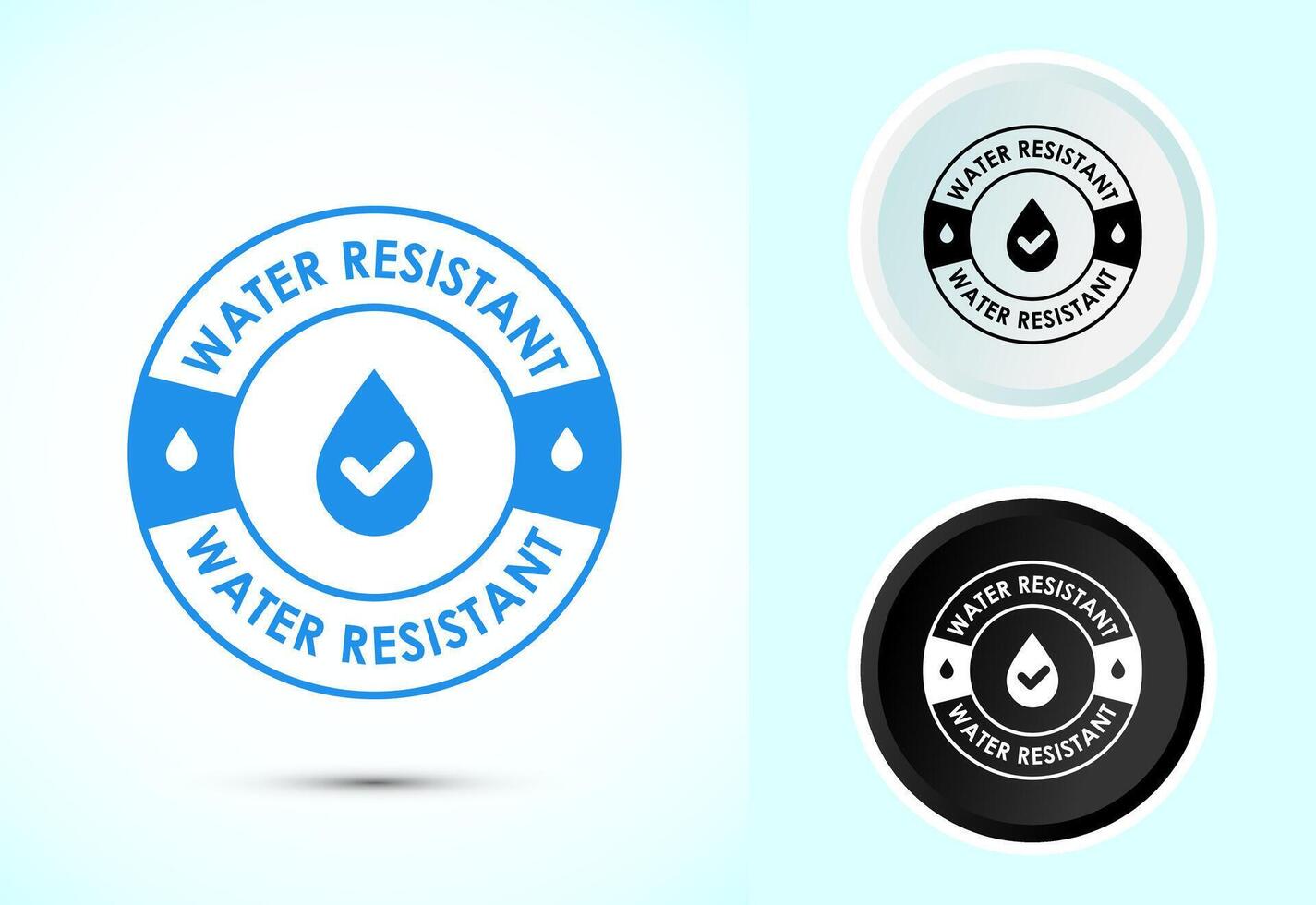 Water resistant icon, Waterproof sign, liquid proof protection. Color black and white vector