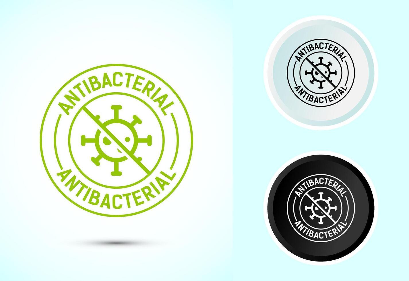 Antibacterial icon design illustration, Hygiene label for product packaging, Color black and white vector