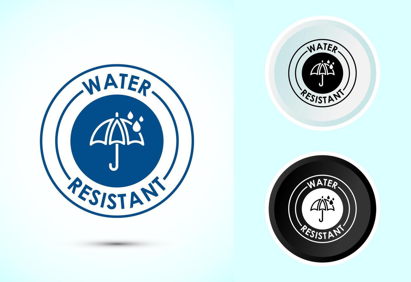 Water resistant icon design, Waterproof sign, liquid proof protection. Color black and white vector