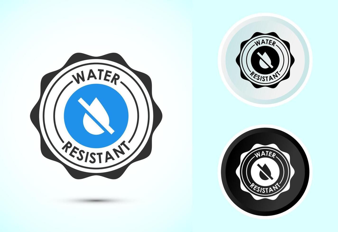 Water resistant icon design illustration, liquid proof protection. Color black and white vector