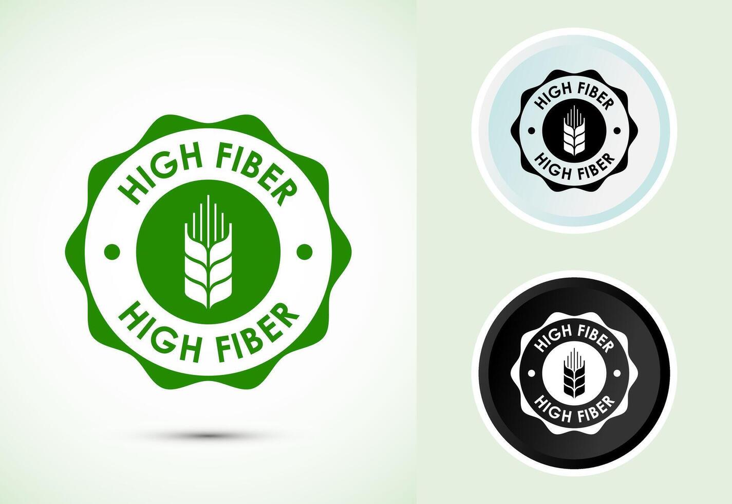 High fiber food icon illustration. High fiber badge design, Color black and white vector
