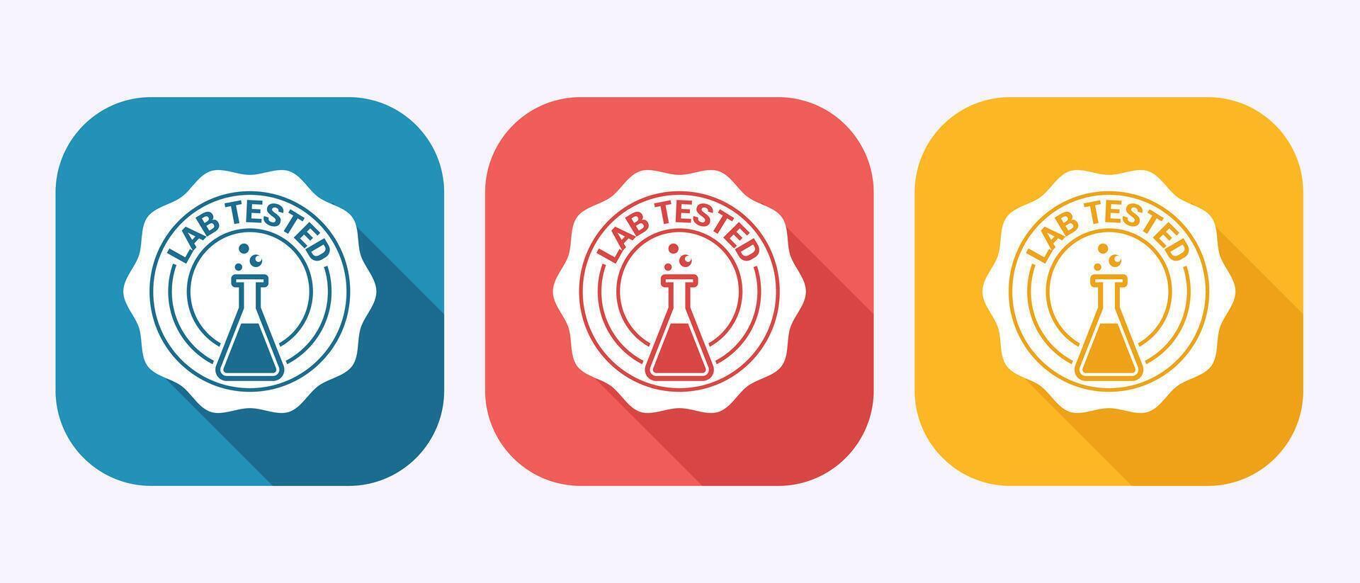 Lab tested icon design. Laboratory testing product quality certificate symbol in shadow button design vector