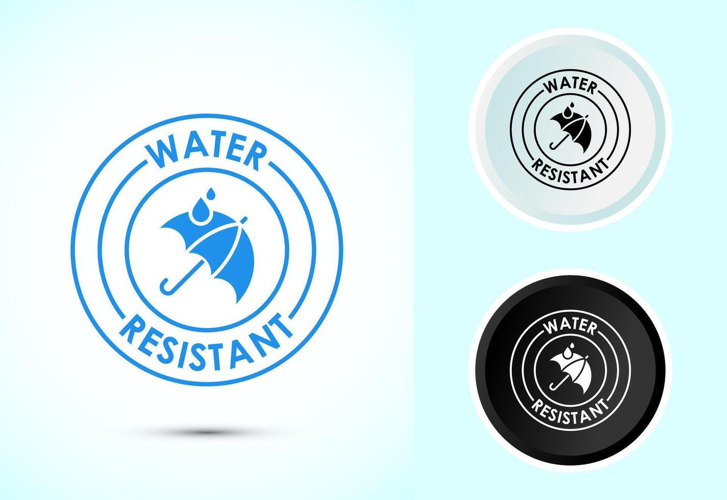 Water resistant icon illustration, Waterproof sign, Color black and white vector