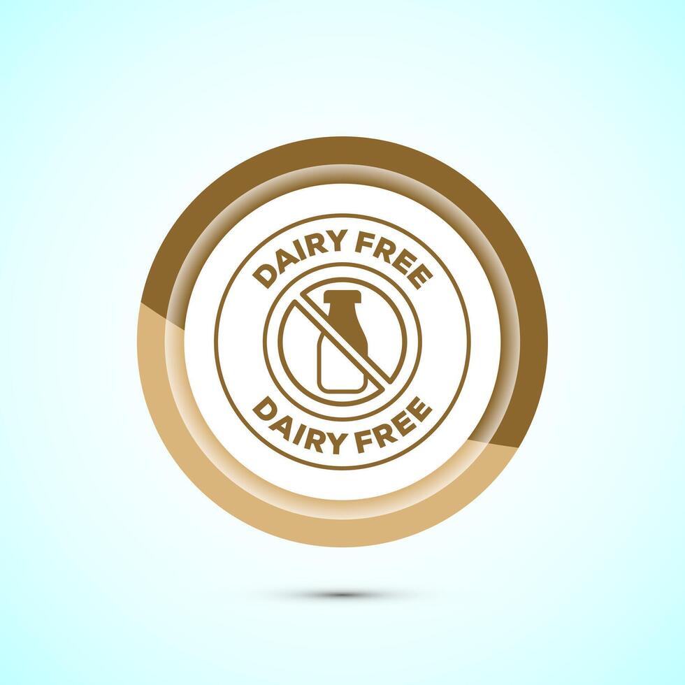 Dairy free icon design illustration, Dairy free badge label, Healthy food concept, Gold color button design vector