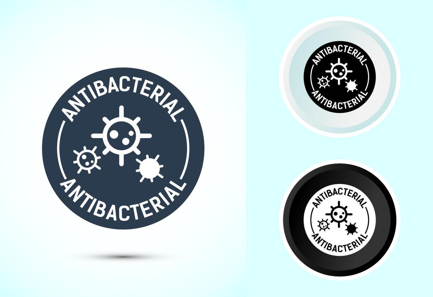 Antibacterial icon, Hygiene label symbol for product packaging, Color black and white vector