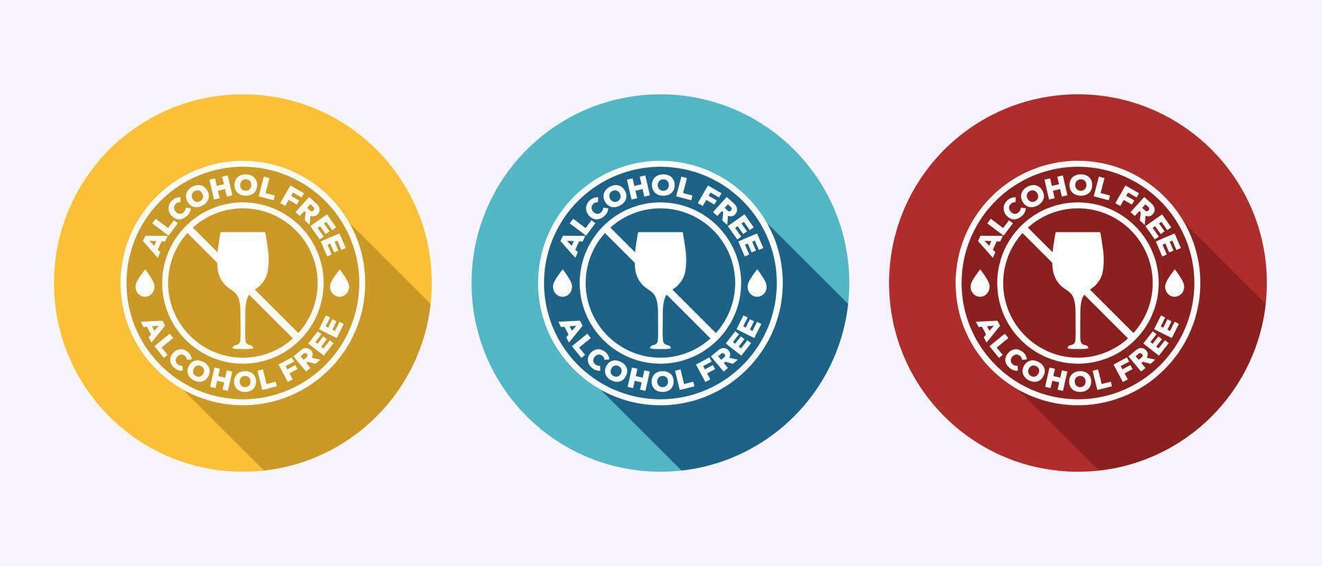 Alcohol free icon, No alcohol sign symbol in shadow button design vector