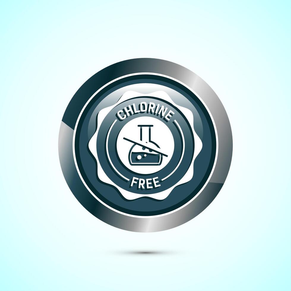 Chlorine free icon design illustration, Chlorine free label, badge, sign, symbol, Gray color round button design vector