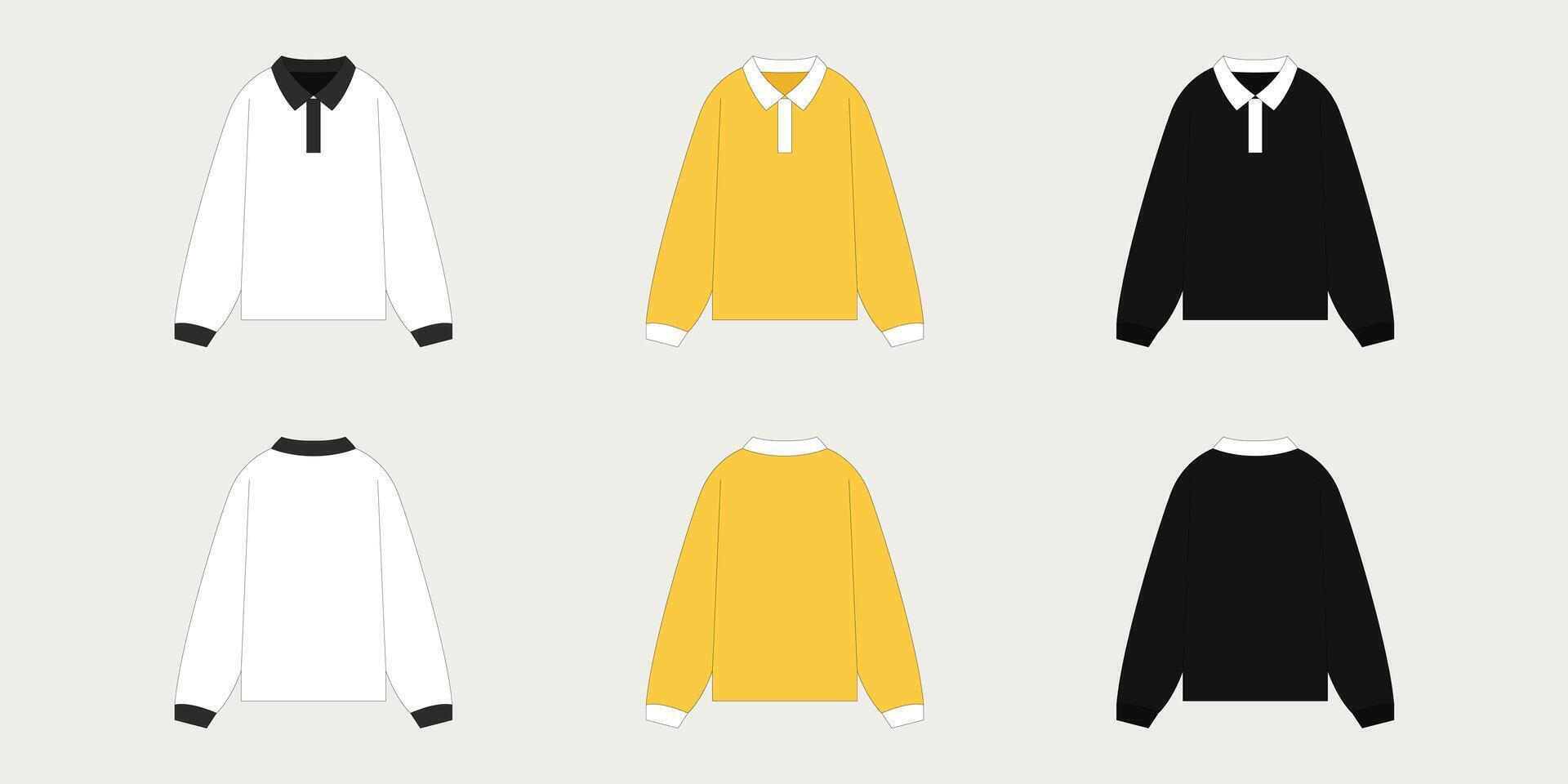 Long sleeve t-shirt fashion mockup template. Front and back view. illustration vector