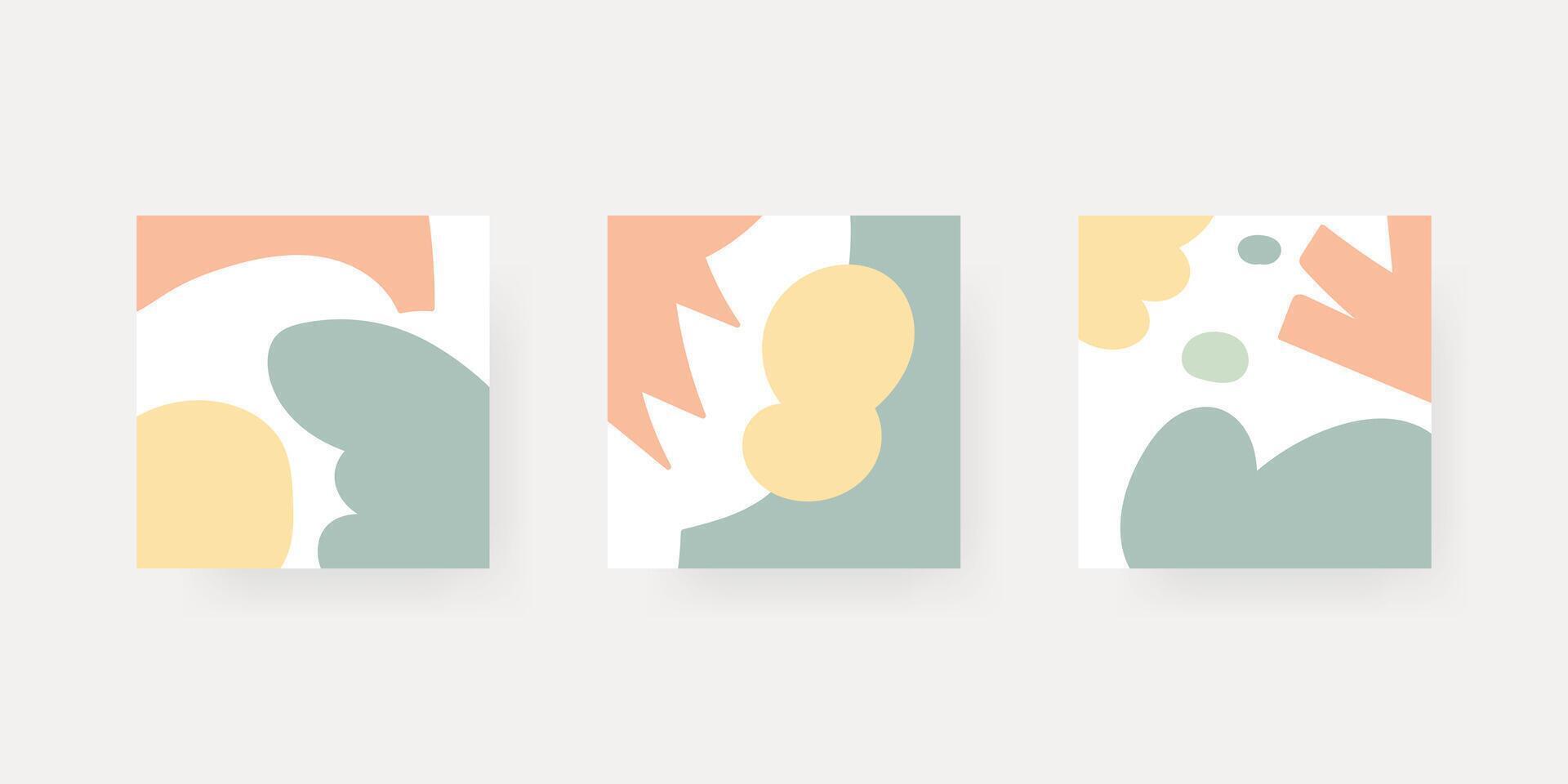 Three cards with abstract shapes and colors vector