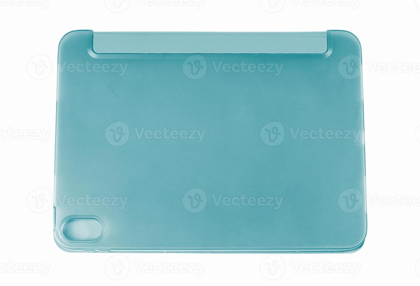 The light blue origami tablet case is isolated on white background, providing protection for devices while enhancing the aesthetics,rear view, photo